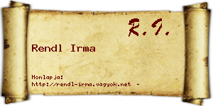 Rendl Irma névjegykártya